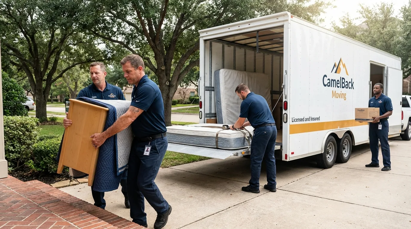 Crew loading residential truck for cross-state move from Northampton, MA